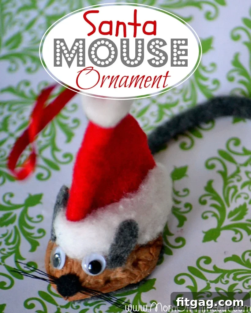 Charming Santa Mouse Ornament Hanging on a Christmas Tree
