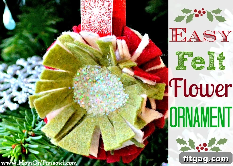 Collection of colorful Easy Felt Flower Ornaments