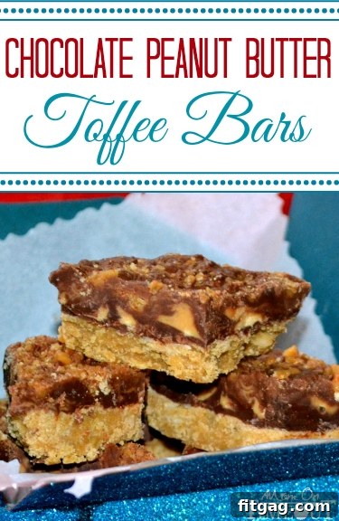 Delicious Chocolate Peanut Butter Toffee Bars arranged beautifully on a serving tray, perfect for any gathering or festive occasion.