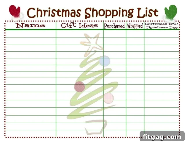 Organized Christmas Shopping List with Gifts