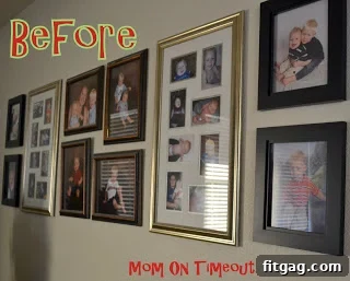 Family Room with Gift Wrapped Pictures for Christmas