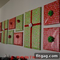 Another view of a Christmas gift-wrapped picture frame