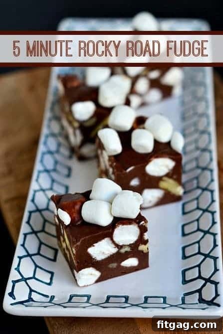 This 5 Minute Rocky Road Fudge is all about saving time! Creamy and smooth - it's everyone's favorite fudge! | MomOnTimeout.com