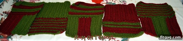 Charming Holiday Crochet Table Runner 4 Finished Section A of a crochet block, a small rectangle of double crochet stitches