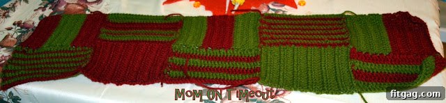 Charming Holiday Crochet Table Runner 5 Two completed crochet blocks joined together, showing the seamless connection