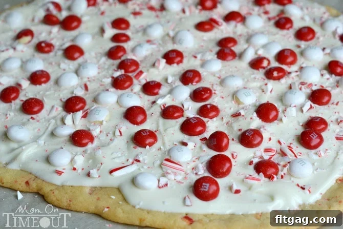Finished White Chocolate Peppermint Sugar Cookie Bark broken into pieces, ready to serve.