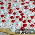 White Chocolate Peppermint Sugar Cookie Bark recipe card image