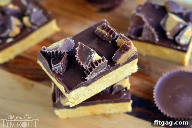 Easy No-Bake Peanut Butter Bars Indulge in these delicious Reese's Chocolate Peanut Butter Bars, a super easy no-bake recipe for any occasion!