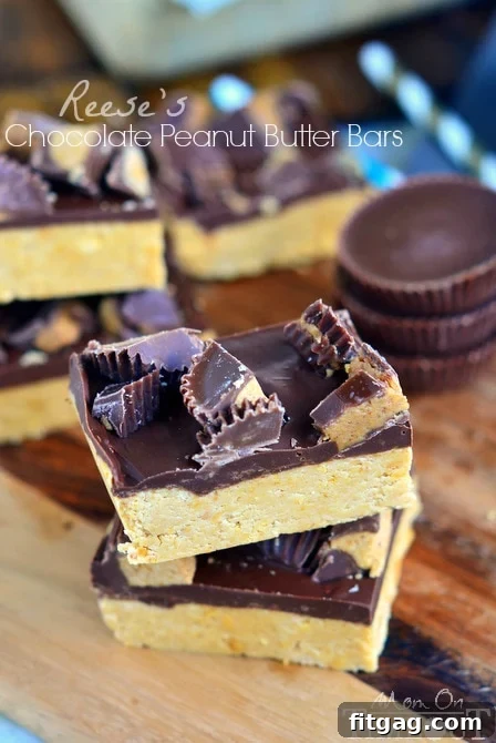 Homemade Chocolate Peanut Butter Bars Rich chocolate and creamy peanut butter layers make these Reese's Bars an unforgettable treat.