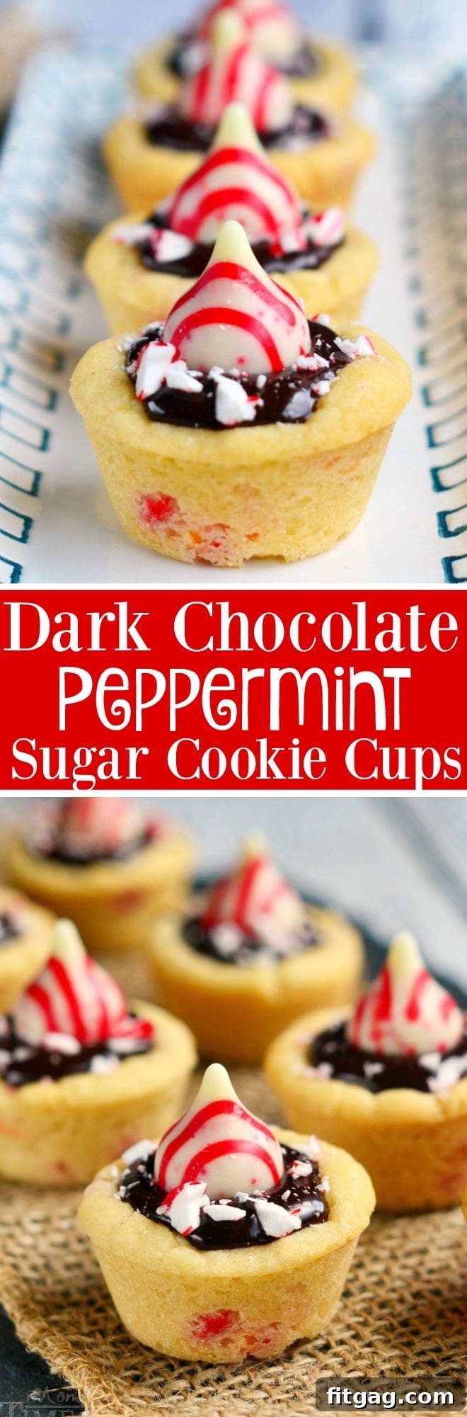 An array of delicious Dark Chocolate Peppermint Sugar Cookie Cups, showcasing their varying heights and toppings for an enticing visual appeal.