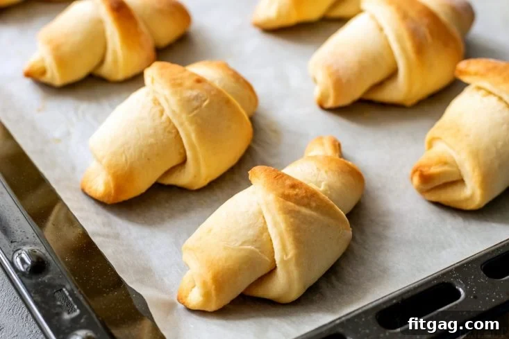 Hot, Freshly Baked Golden Crescent Rolls straight from the oven