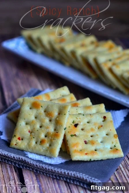 Spicy Ranch Crackers: Perfect for Any Occasion | MomOnTimeout.com Spicy ranch crackers being enjoyed as a snack