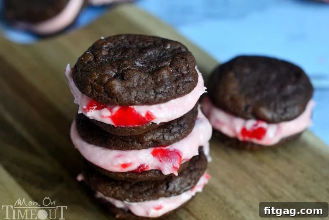 Best Cherry Chocolate Dessert Recipe Basket of Cherry Filled Chocolate Sandwich Cookies ready to be enjoyed