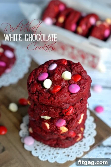 Deliciously soft and chewy Red Velvet White Chocolate Cookies, baked to perfection using a convenient cake mix.