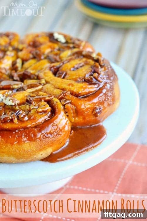 Freshly Baked Butterscotch Pecan Cinnamon Rolls for Breakfast A generous serving of warm Butterscotch Pecan Cinnamon Rolls in a rustic baking dish, ready for sharing.