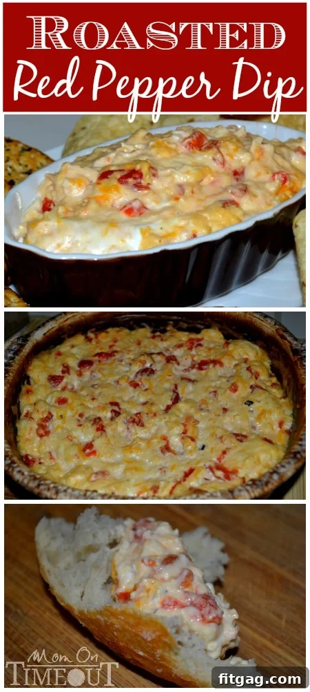 Another enticing shot of the Roasted Red Bell Pepper Dip, ready to be served.
