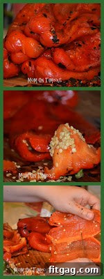 Peeled roasted red bell peppers