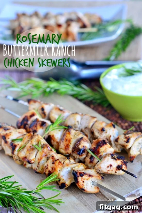 Grilled Rosemary Buttermilk Ranch Chicken Skewers beautifully arranged