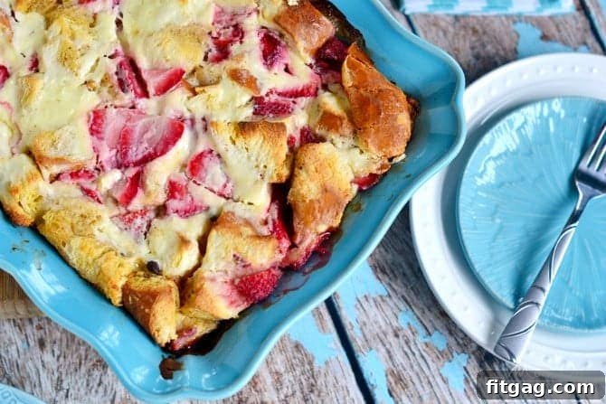 Overnight Strawberry Cheesecake French Toast Casserole from MomOnTimeout.com Overnight Strawberry Cheesecake French Toast Casserole ingredients: bread, cream cheese mixture, and sliced strawberries.