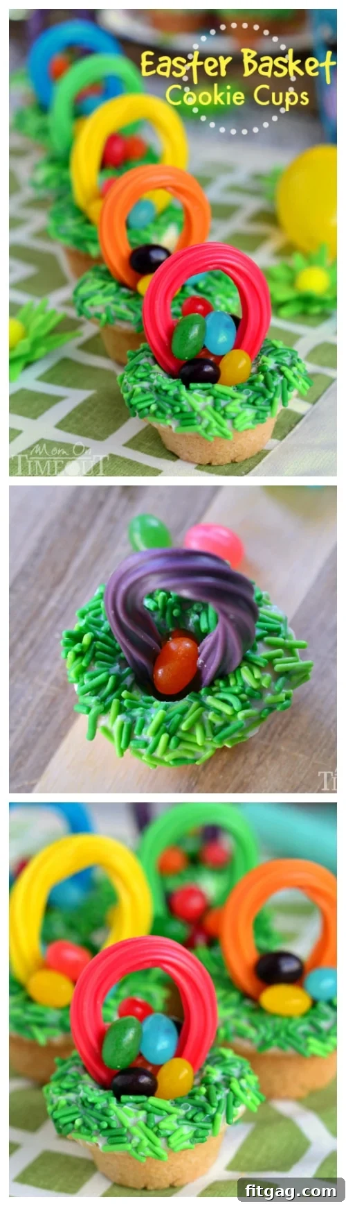 Finished Easter Basket Cookie Cups arranged beautifully