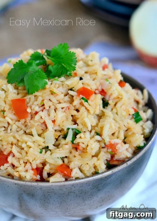 No-Fuss Fiesta Rice 6 Close-up of fluffy and flavorful Easy Mexican Rice, garnished with fresh cilantro