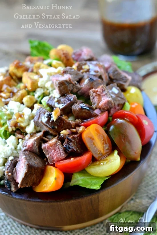 Delicious Balsamic Honey Grilled Steak Salad with Fresh Greens and Homemade Dressing