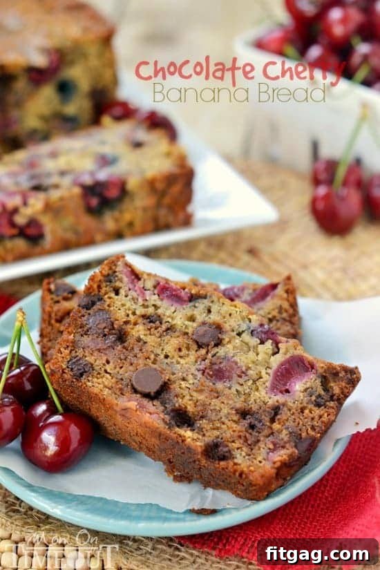 Delightfully moist and tender Chocolate Cherry Banana Bread, a perfect combination of chocolate and cherry in every slice! A must-try recipe for quick bread lovers.