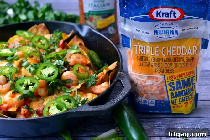 Zesty Blackened Shrimp Skillet Nachos 4 Spicy Blackened Shrimp Skillet Nachos. Nachos for grown-ups in just 7 minutes. | MomOnTimeout.com