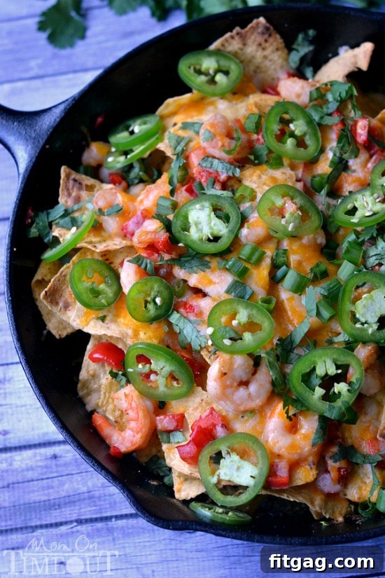 Zesty Blackened Shrimp Skillet Nachos 5 Spicy Blackened Shrimp Skillet Nachos. Nachos for grown-ups in just 7 minutes. | MomOnTimeout.com