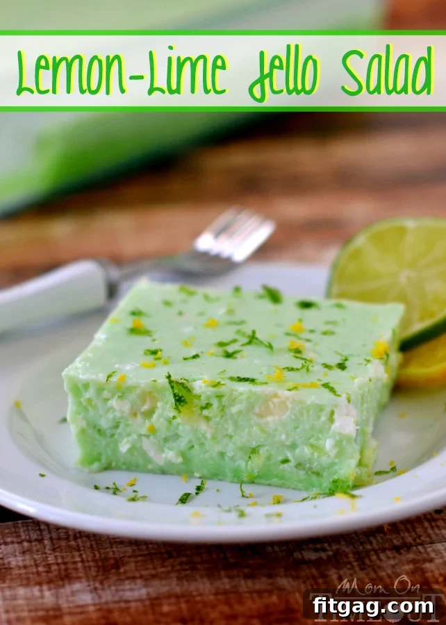 This delicious Lemon Lime Jello Salad is made with cottage cheese and pineapple - sooo good! | MomOnTimeout.com