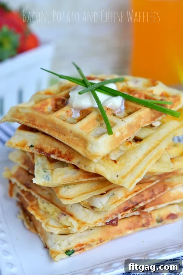 These freezer-friendly Bacon, Potato, and Cheese Waffles make school mornings just a little bit easier and a lot more yummy! | MomOnTimeout.com | #breakfast #waffles #Challenge #sponsored