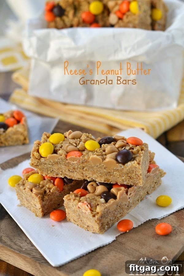 Easy no-bake Reese's Peanut Butter Granola Bars are hard to resist for kids and adults alike!