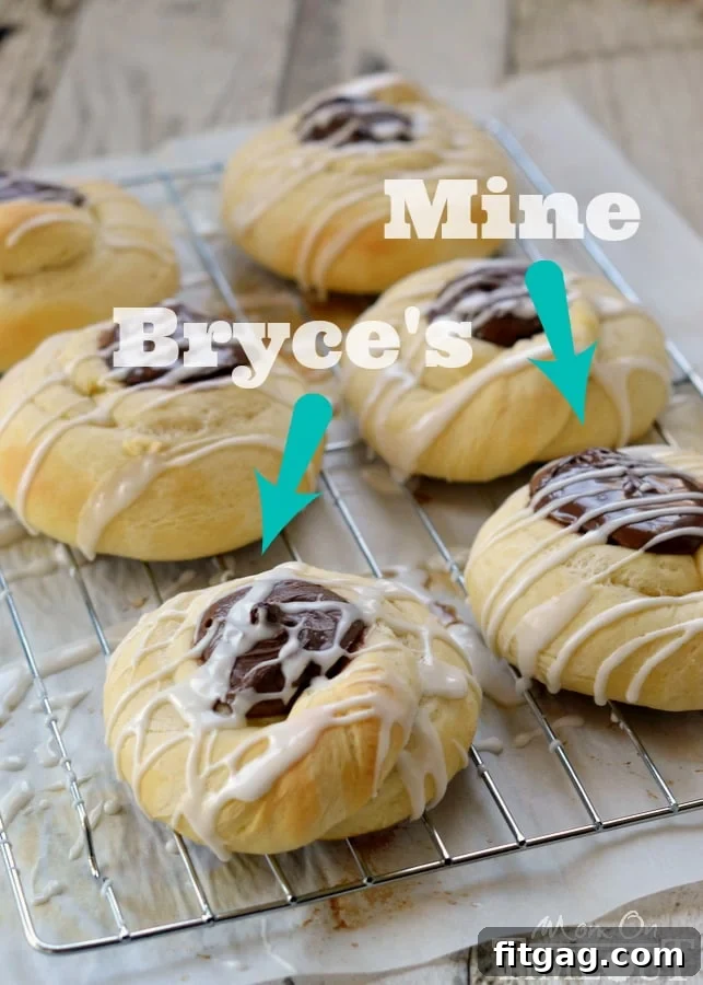Sweet rolls baking in the oven, turning golden brown