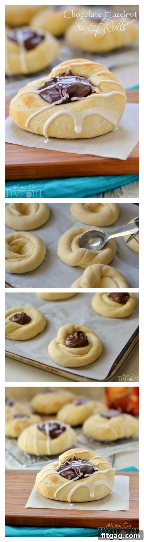A tray of freshly baked Chocolate Hazelnut Sweet Rolls