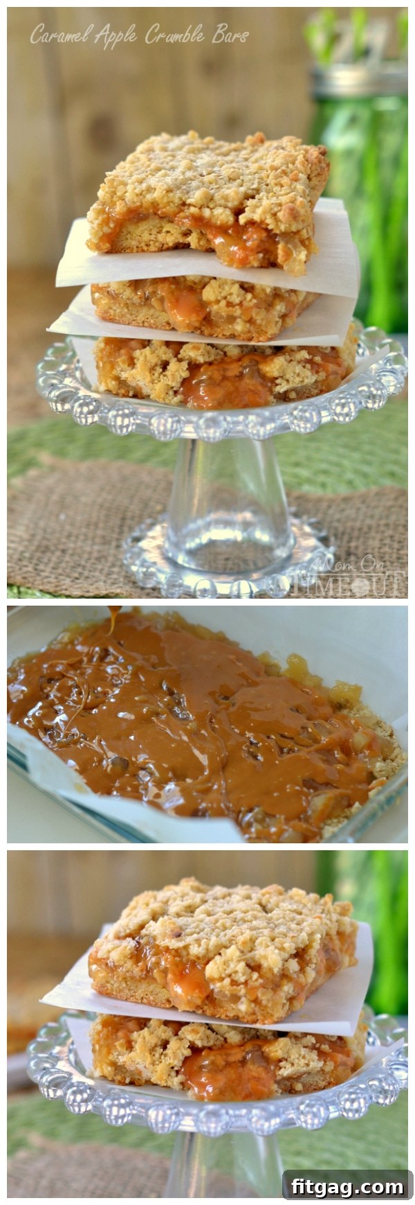 Decadent Caramel Apple Crumble Bars 7 A whole pan of Easy Caramel Apple Crumble Bars, ready to be sliced for a party or family treat.