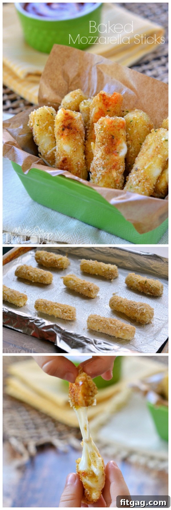 Freezer Perfect Baked Mozzarella Sticks 9 Freezer-Friendly Baked Mozzarella Sticks are easy to make ahead, freeze, and bake for a quick and satisfying snack or party appetizer. Serve with marinara or ranch.