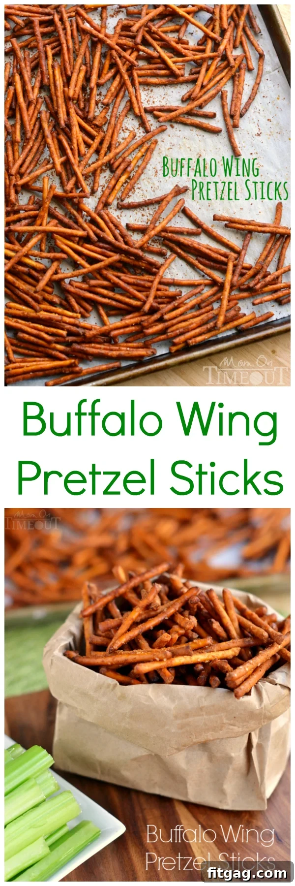 These Buffalo Wing Pretzel Sticks are the perfect snack to enjoy while watching the game! | MomOnTimeout.com | #recipe #appetizer #football #snack