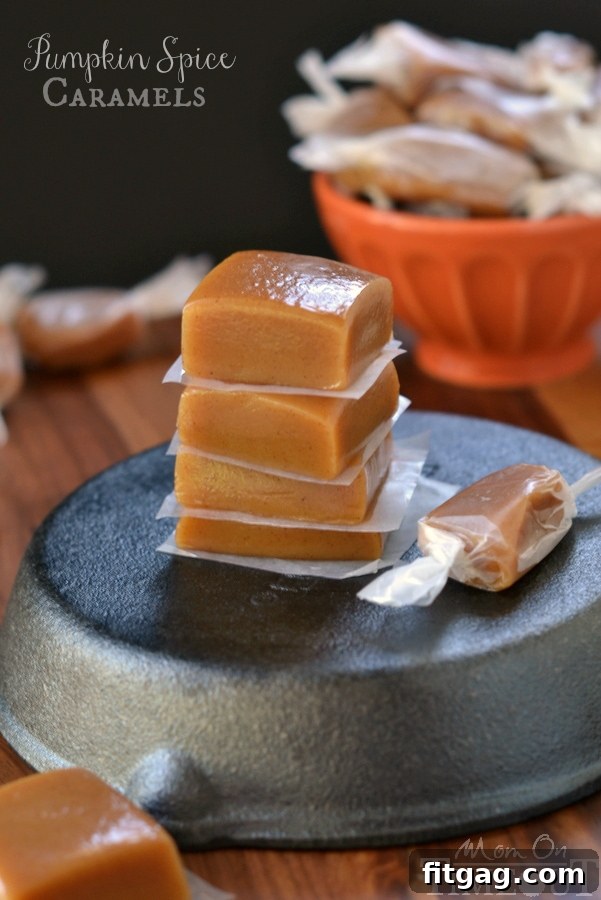 Soft, chewy, buttery, and perfectly spiced Pumpkin Spice Caramels, perfect for holiday festivities.