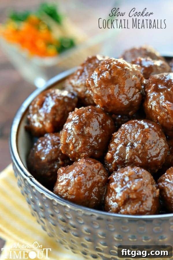 Crock-Pot Party Meatball Bites 2 Delicious slow cooker cocktail meatballs served in a white bowl with toothpicks, ready for a party.