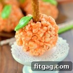 Autumn Pumpkin Popcorn Bites 6 Finished Pumpkin Popcorn Balls ready to be served for Halloween or Thanksgiving.