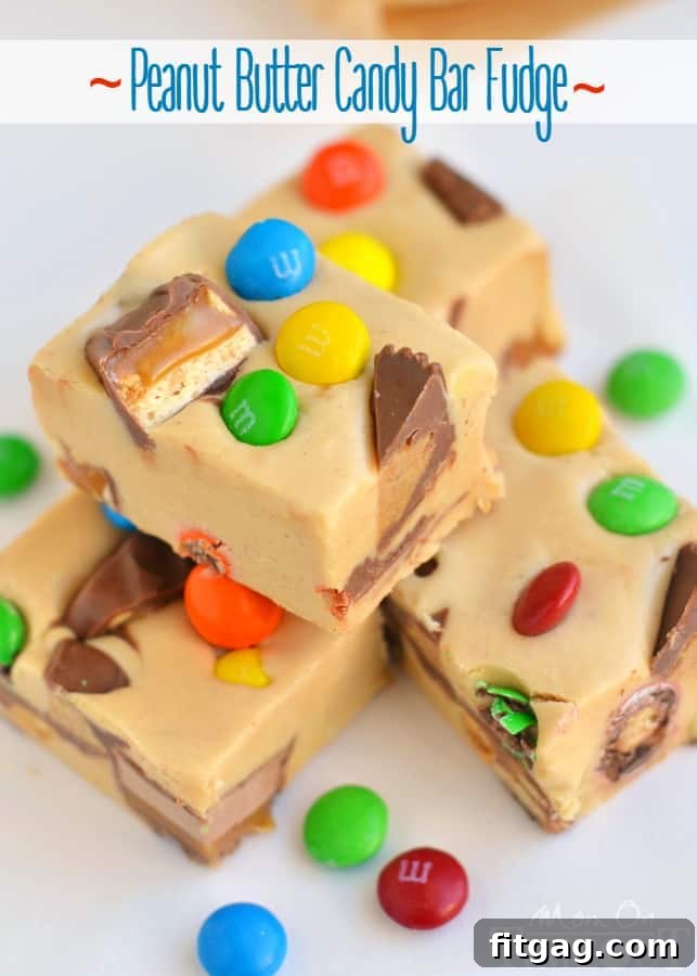 An excellent recipe for using up leftover candy and the perfect way to satisfy your sweet tooth - you simply must try this easy Peanut Butter Candy Bar Fudge recipe! // Mom On Timeout