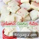 3 image collage of sprinkle cookie bite cookies cut into squares with title overlay