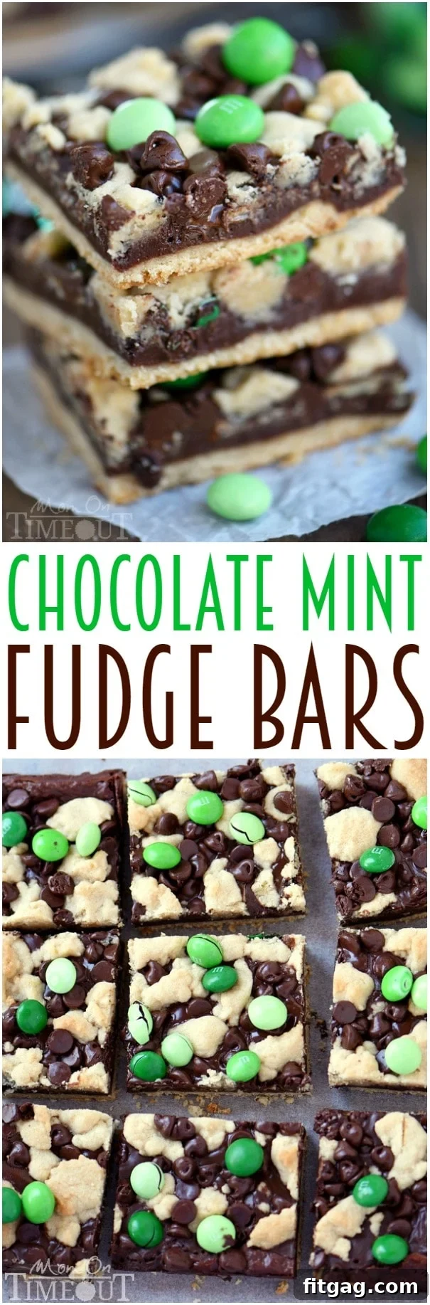 Indulge in these outrageously decadent Chocolate Mint Fudge Crumb Bars for the ultimate chocolate and mint treat! | MomOnTimeout.com | #recipe #dessert #chocolate #mint