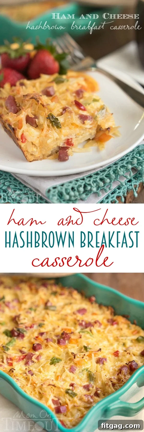 Golden Ham Cheese and Hash Brown Breakfast Delight 7 A final full shot of the delicious Ham and Cheese Hash Brown Breakfast Casserole, ready to be served.