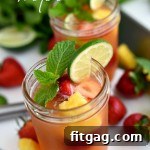 A small image of a Pineapple Strawberry Mojito cocktail, part of a recipe card.