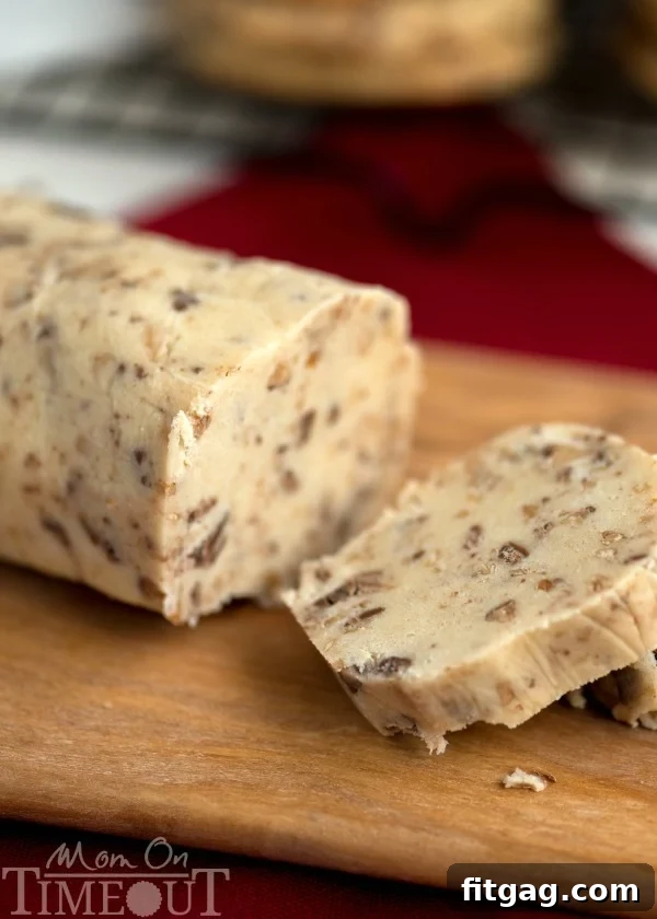 Golden Toffee Fridge Cookies 4 You're just six ingredients away from these glorious Toffee Butter Icebox Cookies! Deliciously buttery and perfectly rich, this easy cookie recipe is the perfect dessert for any day! | MomOnTimeout.com | #cookie