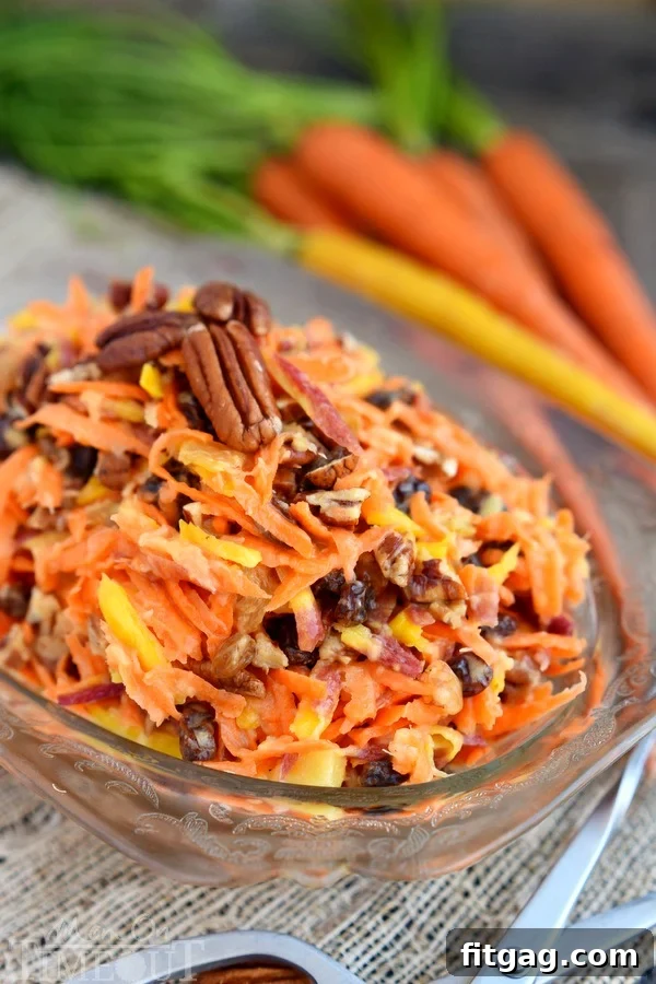 Speedy Rainbow Carrot Pecan Salad 3 Easy and healthy Rainbow Carrot Pecan Salad with a creamy Greek yogurt dressing, pineapple, and raisins. A quick 5-minute recipe.
