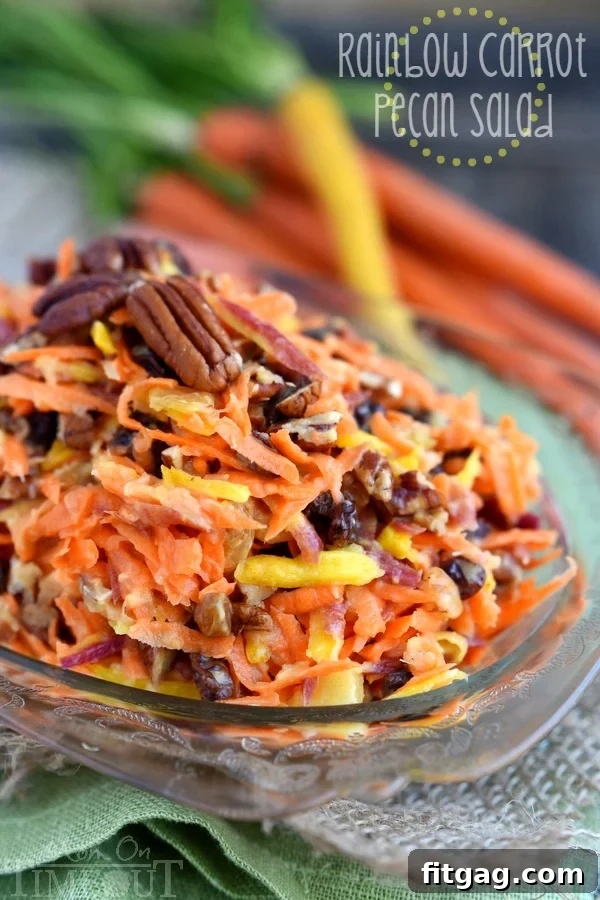 Speedy Rainbow Carrot Pecan Salad 4 Quick and easy 5-Minute Rainbow Carrot Pecan Salad recipe, featuring vibrant carrots, sweet pineapple, and crunchy pecans. Ideal for summer.