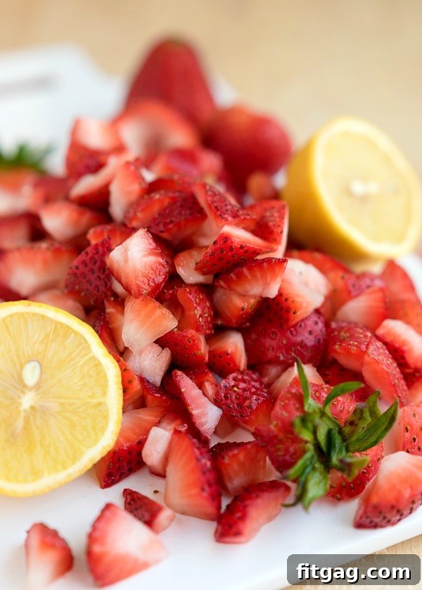 Ingredients for Homemade Strawberry Topping in a Saucepan
