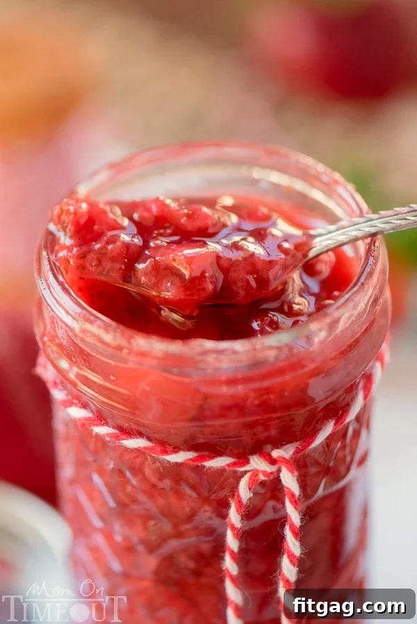 Finished Homemade Strawberry Topping in a Jar